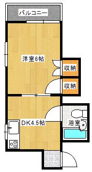 サンライズ米沢(1DK/3階)の間取り写真
