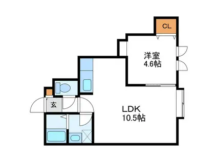 LOTUS27 ロテュス27(1LDK/2階)の間取り写真