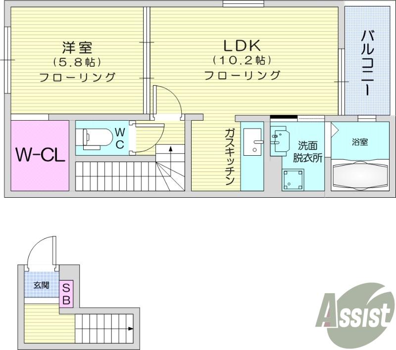 ジュエリースターA(1LDK/2階)の間取り写真