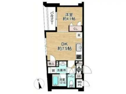 アビテ市ヶ谷仲之町(1DK/5階)の間取り写真