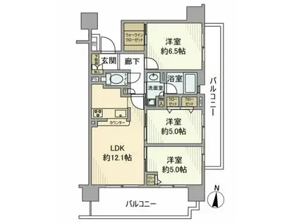 クリオ文京本駒込(3LDK/13階)の間取り写真
