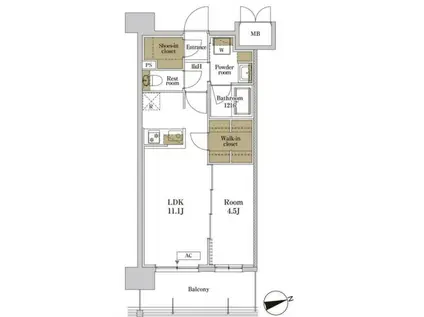 RJRプレシア川口(1LDK/8階)の間取り写真
