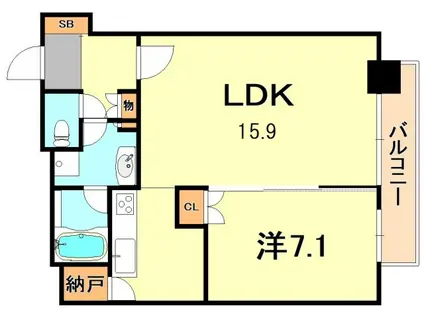 ジークレフ新神戸タワー(1LDK/29階)の間取り写真