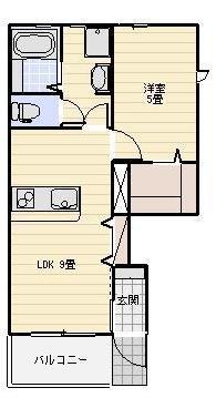 LOTUS河輪(1LDK/1階)の間取り写真