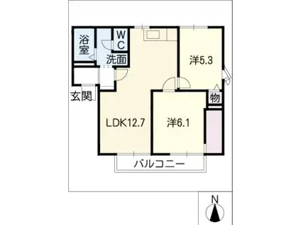 カサベルデB(2LDK/2階)の間取り写真