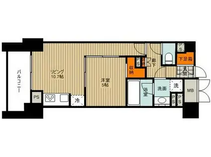 レジディア水道橋(1LDK/14階)の間取り写真