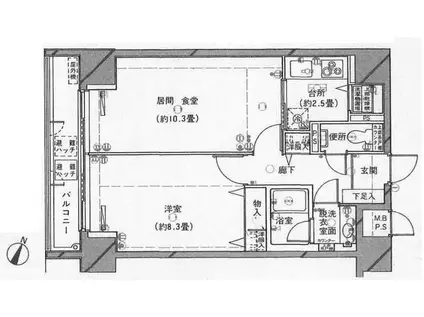 イトーピア音羽(1LDK/5階)の間取り写真