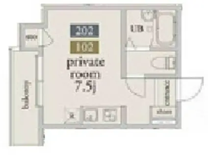 アーベインテラス大塚(ワンルーム/2階)の間取り写真