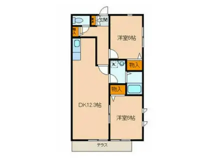 プライム大泉(2LDK/1階)の間取り写真