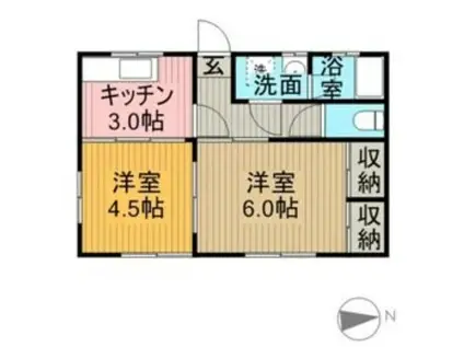 ハイツ菅原(2K/1階)の間取り写真