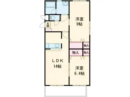 レジデンス緑ヶ丘(2LDK/1階)の間取り写真