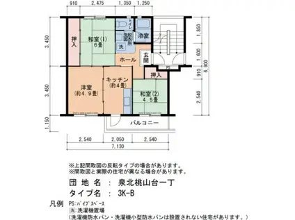 泉北桃山台一丁3-11号棟(3K/5階)の間取り写真