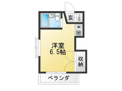 メイプルハウス(ワンルーム/2階)の間取り写真