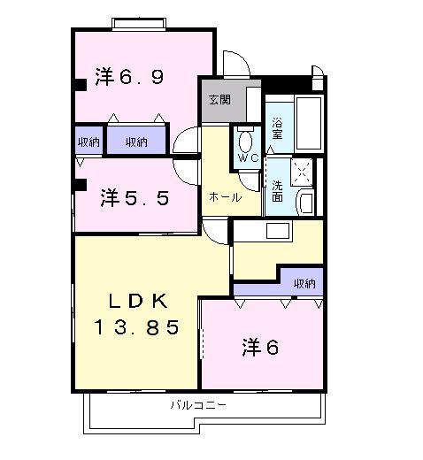 ノーブル6・6(3LDK/3階)の間取り写真