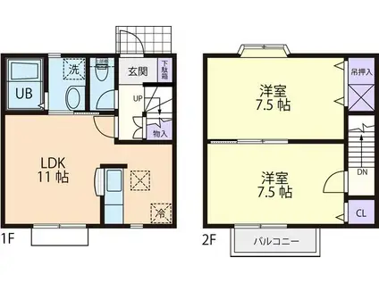 LIGHT HILLS I(2LDK/1階)の間取り写真
