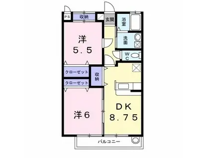 サンハイツ早野新田(2DK/1階)の間取り写真