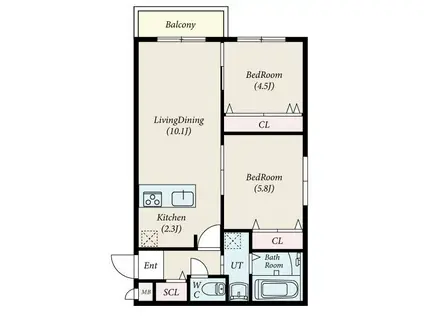 TOMISIA(2LDK/3階)の間取り写真
