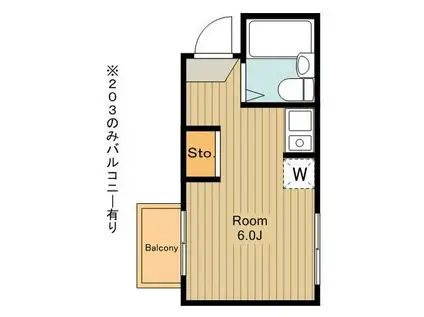 パステル鷹の台(ワンルーム/2階)の間取り写真