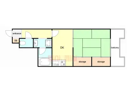 シティハイツ多聞(1DK/6階)の間取り写真