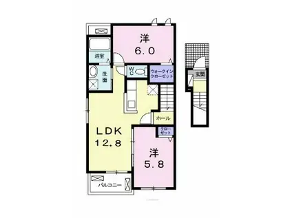 リバティ プレイス1号館(2LDK/2階)の間取り写真