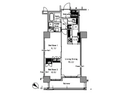パークアクシス日本橋浜町(2LDK/5階)の間取り写真