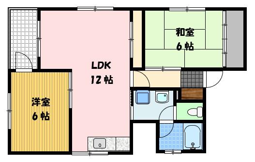 富士ハイツ(2LDK/4階)の間取り写真