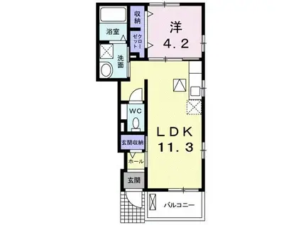 シャイニング・ドリームII(1LDK/1階)の間取り写真