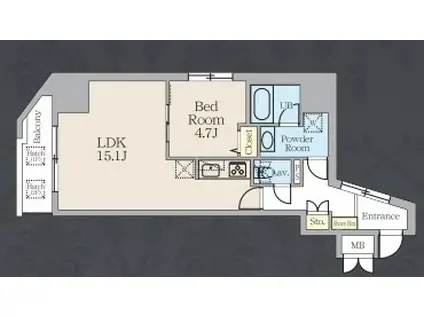 アルトヴィラ虎ノ門(1LDK/5階)の間取り写真