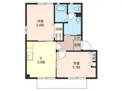 SHAMAISON タウン下日出谷 C(2K/1階)の間取り写真