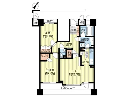 クラッシィ白金台シティハウス(2LDK/3階)の間取り写真