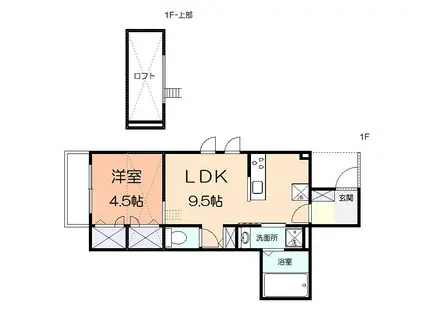 アメニティー相模原市南区上鶴間本町4丁目アパート(1LDK/1階)の間取り写真