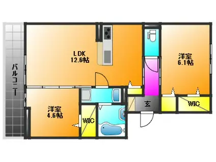 ブライトリー(2LDK/1階)の間取り写真