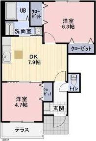 マウルール(2DK/1階)の間取り写真