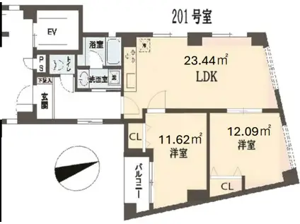 スワンレイク目白(2LDK/2階)の間取り写真