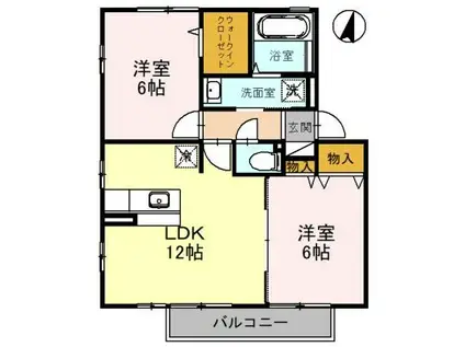 ROSEVILLA B棟(2LDK/2階)の間取り写真