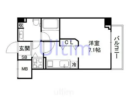 プレコート上鳥羽(1K/3階)の間取り写真