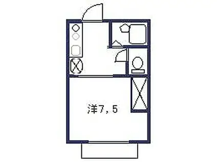 シャンレジデンスB(1K/2階)の間取り写真