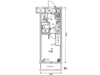 スカイコート都立家政イースト(1K/4階)の間取り写真