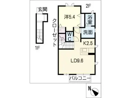 GREEN HILLS SUZUKA(1LDK/2階)の間取り写真