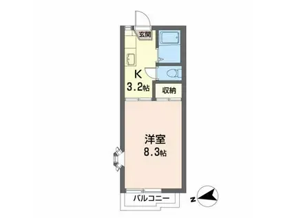 クリビア17(1K/2階)の間取り写真