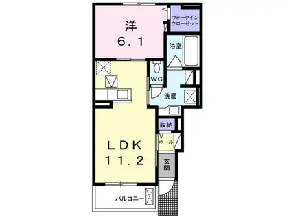 グレイス フォレスト(1LDK/1階)の間取り写真