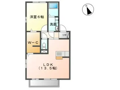 VIVIENDA・K B棟(1LDK/1階)の間取り写真