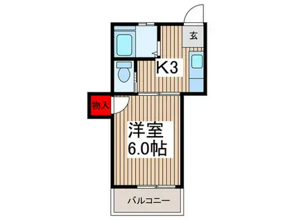 松風コーポ(1K/2階)の間取り写真