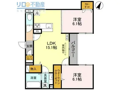 フルール(2LDK/2階)の間取り写真
