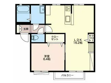 タウニー野村 F(1LDK/2階)の間取り写真
