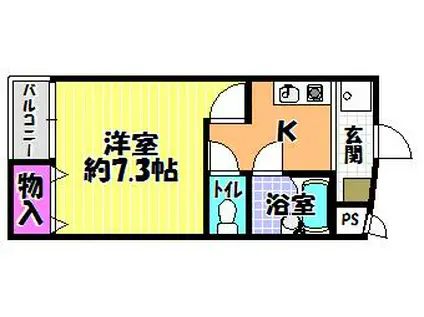 ルミエールS(1K/3階)の間取り写真