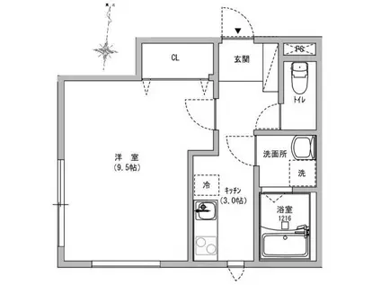 メゾン・ド・ハジメ(1K/1階)の間取り写真