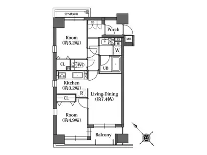 秀和溜池山王レジデンス(2LDK/11階)の間取り写真