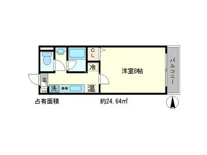 グランコスモ鴨川(1K/10階)の間取り写真