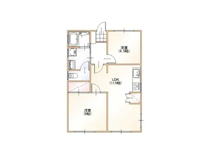 南西パークマンション(2LDK/3階)の間取り写真